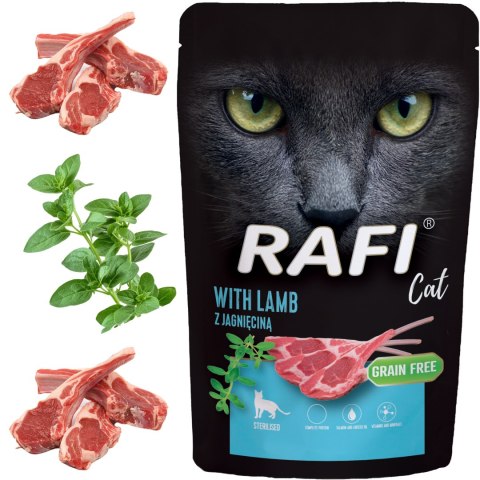 RAFI Karma Mokra Pasztet Dla Kotów Sterylizowanych z Jagnięciną 100g x 10 szt.