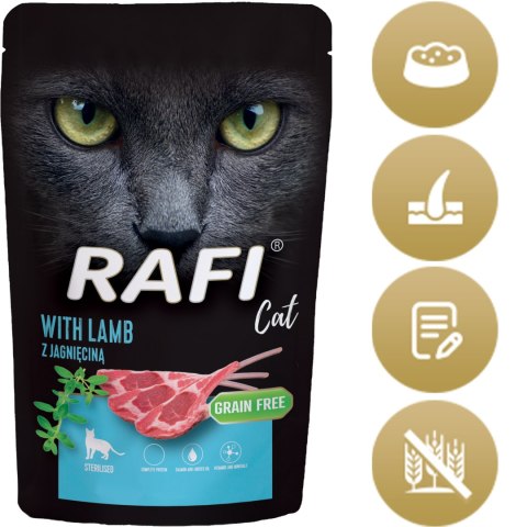 RAFI Karma Mokra Pasztet Dla Kotów Sterylizowanych z Jagnięciną 100g x 40 szt.