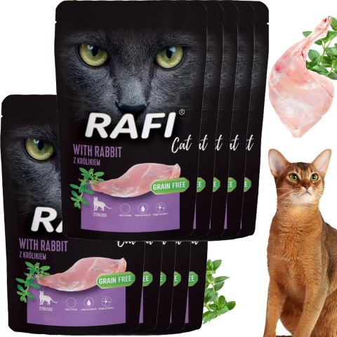 RAFI Karma Mokra Pasztet Dla Kotów Sterylizowanych z Królikiem 100g x 10 szt.
