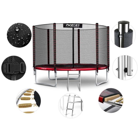 Trampolina ogrodowa 10ft/312cm z siatką zewnętrzną i drabinką Neo-Sport