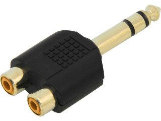 3302# Rozgałęźnik wtyk 6,3st-2gniazdo rca złoty
