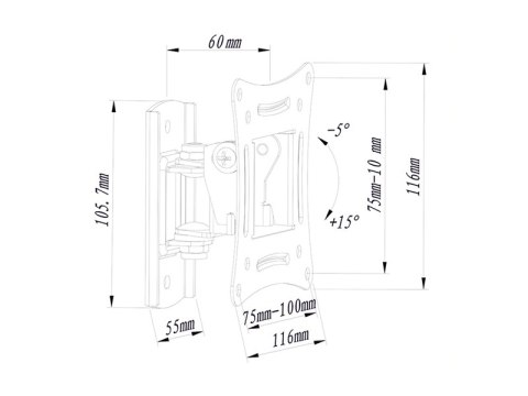 76-854# Uchwyt tv lcd hq 10"-32" typ x regulowany