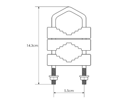 76-931# Uchwyt cybant do łączenia masztów 6x15cm