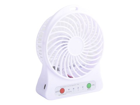 44-502# Wentylator przenośny/biurkowy 10cm usb+akumulator biały"