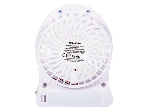 44-502# Wentylator przenośny/biurkowy 10cm usb+akumulator biały"