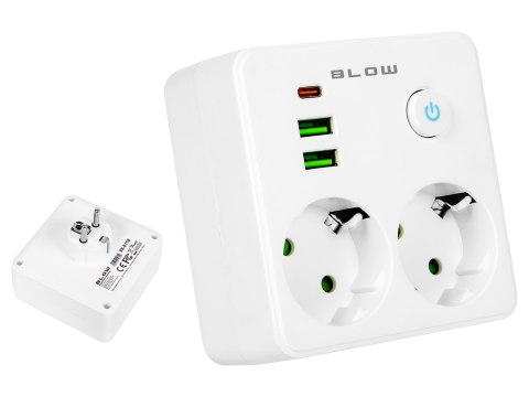 98-611# Rozgałęźnik r-20 pr 2-gniazda + 2usb + usb-c białe