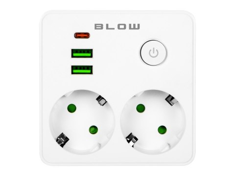 98-611# Rozgałęźnik r-20 pr 2-gniazda + 2usb + usb-c białe