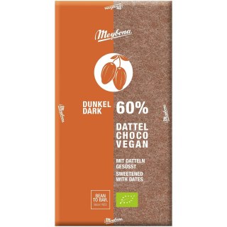 TABLICZKA KAKAOWA 60 % SŁODZONA DAKTYLAMI BIO 80 g - MEYBONA