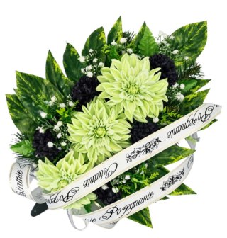 Wiązanka pogrzebowa wieniec na pogrzeb sztuczne kwiaty + własny napis
