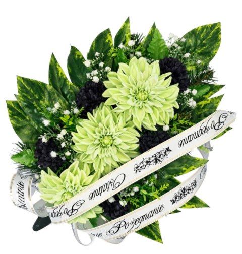 Wiązanka pogrzebowa wieniec na pogrzeb sztuczne kwiaty + własny napis