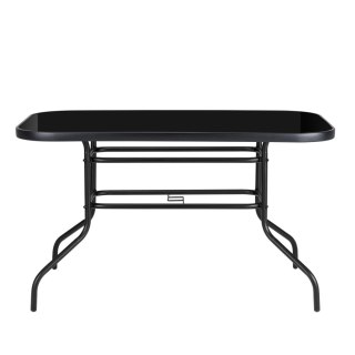 Duży szklany stół ogrodowy na taras balkon 120x70 czarny 6 osób