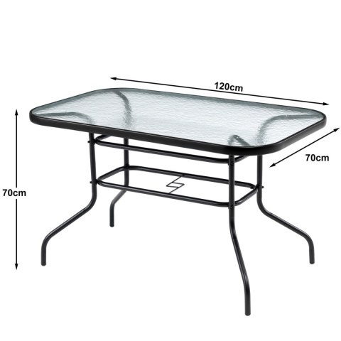 Duży szklany stół ogrodowy na taras balkon 120x70 transparentny 6 osób