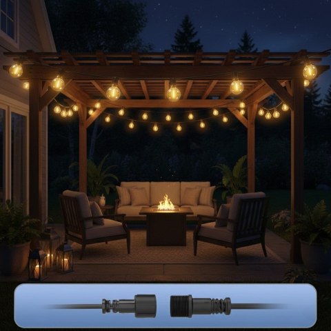 Girlanda ogrodowa świetlna łańcuch 30 x LED 20m 9 trybów lampki ogrodowe 9W