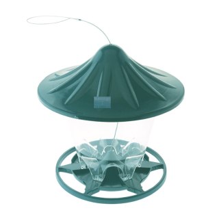 Karmnik z daszkiem plastikowym, kolor zielony, wymiary: średnica pokrywy 22,8 cm, średnica podstawy 18,8 cm, wysokość 23,5 cm