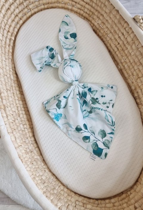 Miękka przytulanka DOUDOU kocyk króliczek z bawełny - Eucaliptus mint