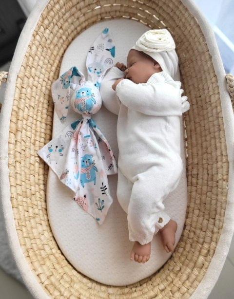 Miękka przytulanka DOUDOU kocyk króliczek z bawełny - Misie niebieskie