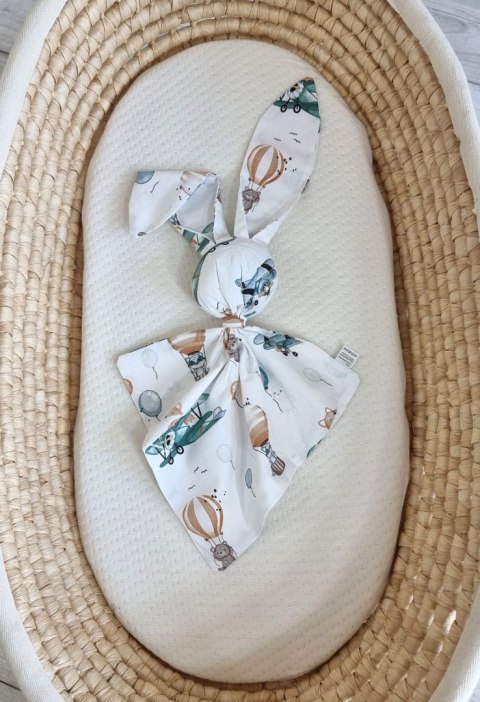 Miękka przytulanka DOUDOU kocyk króliczek z bawełny - Sky adventure