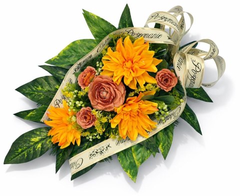 Wiązanka pogrzebowa wieniec na pogrzeb sztuczne kwiaty + własny napis