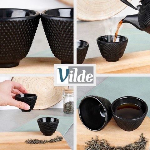 Czarki Kubki do Herbaty Ziół Żeliwne Emaliowane Solidna VILDE 60 ml 2 szt.