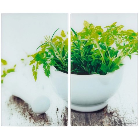 Deski Szklane VILDE 2 szt. 60 x 52 cm Osłona Kuchenki Hartowane z Ziołami