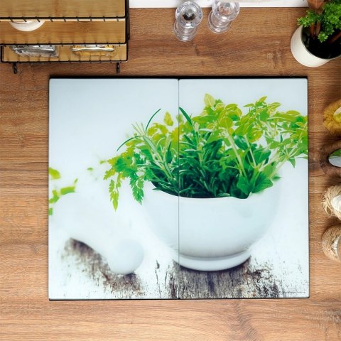 Deski Szklane VILDE 2 szt. 60 x 52 cm Osłona Kuchenki Hartowane z Ziołami