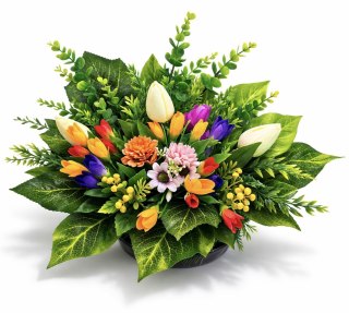 Wiosenny stroik na cmentarz grób pomnik kompozycja kwiatowa