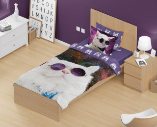 Pościel bawełna 140x200+1p70x90 Kot kosmos