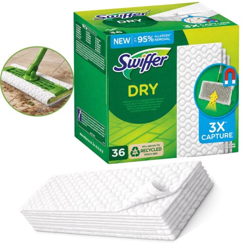 Swiffer Dry Ściereczki Podłogowe Do Mopa - Wkłady Elektrostatyczne 36 szt.