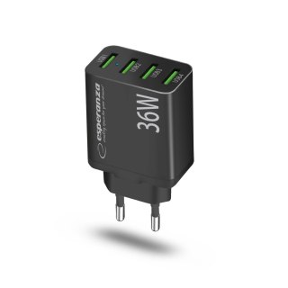EZC107K Esperanza ładowarka sieciowa 36w 4x usb-a qc 3.0 18w