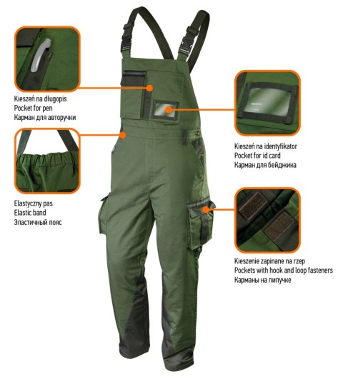 Ogrodniczki robocze CAMO olive, rozmiar M