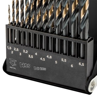 Wiertła do metalu HSS-CNC, 124°, "Pro-Tec", 1.5 - 6.5 mm, zestaw 13 szt.