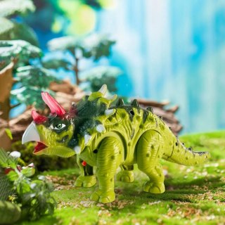 Dinozaur Interaktywny Triceratops Chodzący, Świecący, dla Dzieci Zielony