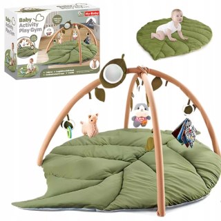 Mata edukacyjna dla niemowląt sensoryczna Liść z pałąkami i grzechotkami