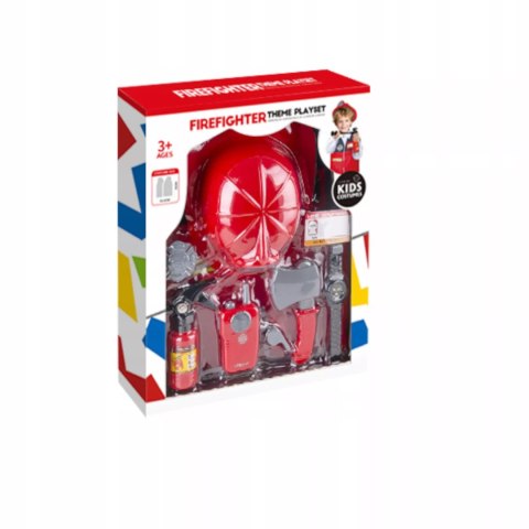 Zestaw małego strażaka kamizelka, gaśnica i akcesoria kask dla dzieci