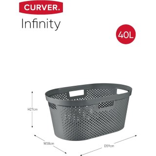 Kosz do magla / na pranie Curver Infinity Recycled, Pojemność 40L, Ciemny szary, 100% z recyklingu, 245675