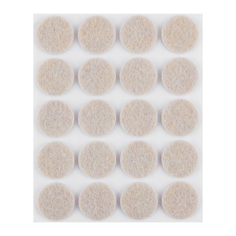Podkładki filcowe okrągłe samoprzylepne, jasnobrązowe 20 mm, 20 szt.