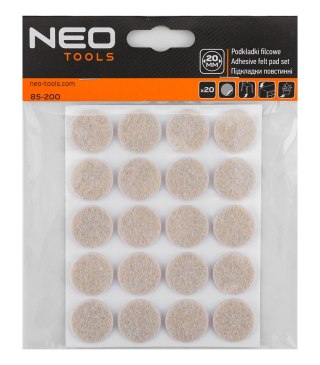 Podkładki filcowe okrągłe samoprzylepne, jasnobrązowe 20 mm, 20 szt.