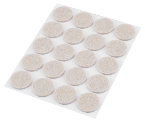 Podkładki filcowe okrągłe samoprzylepne, jasnobrązowe 20 mm, 20 szt.