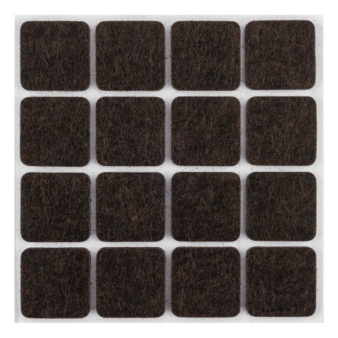Podkładki filcowe samoprzylepne, ciemnobrązowe 25x25 mm, 16 szt.