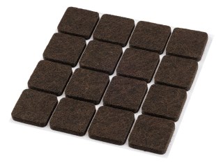 Podkładki filcowe samoprzylepne, ciemnobrązowe 25x25 mm, 16 szt.