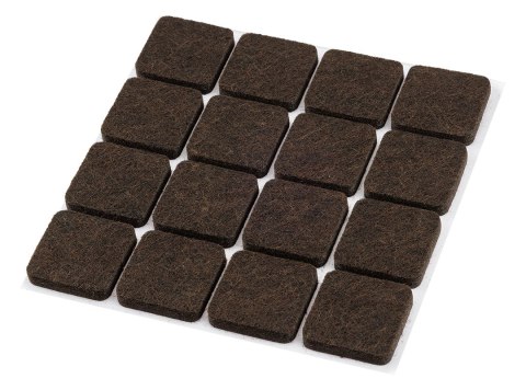 Podkładki filcowe samoprzylepne, ciemnobrązowe 25x25 mm, 16 szt.