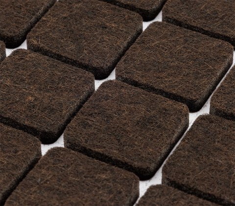 Podkładki filcowe samoprzylepne, ciemnobrązowe 25x25 mm, 16 szt.