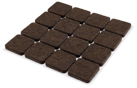 Podkładki filcowe samoprzylepne, ciemnobrązowe 25x25 mm, 16 szt.