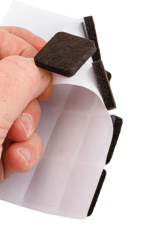 Podkładki filcowe samoprzylepne, ciemnobrązowe 25x25 mm, 16 szt.