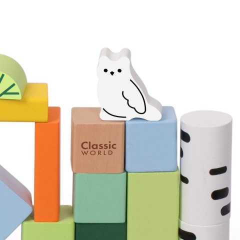 CLASSIC WORLD Drewniane Klocki Konstrukcyjne Las Zwierzęta 50 el.