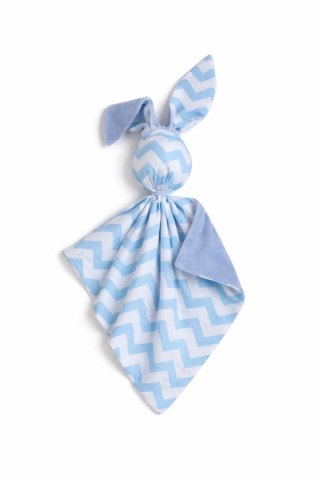 Zając przytulanka DOUDOU dwustronna bawełna i minky - Chevron niebieski - niebieski