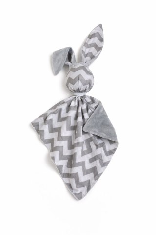Zając przytulanka DOUDOU dwustronna bawełna i minky - Chevron szary - szary
