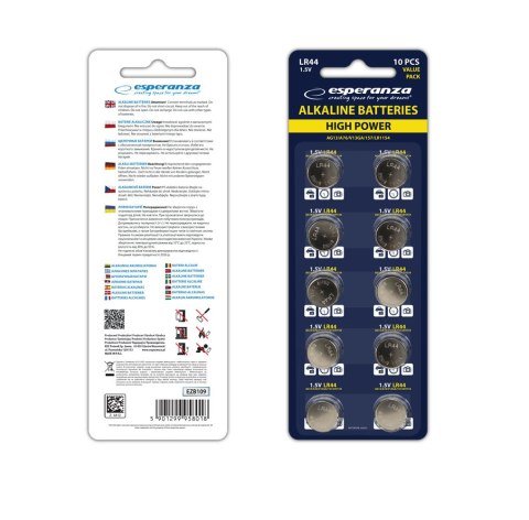 EZB109 Esperanza baterie alkaliczne lr44 ag13 10szt blister