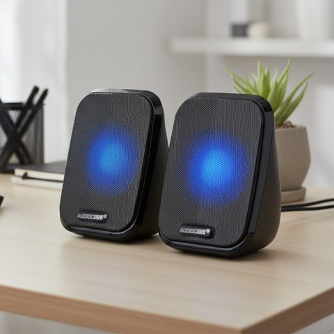 Głośniki komputerowe 6W USB minijack Black Audiocore AC835 LED