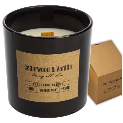 VALPE Świeca Zapachowa Z Drewnianym Knotem DRZEWO CEDROWE - WANILIA 190g sn82-095-81